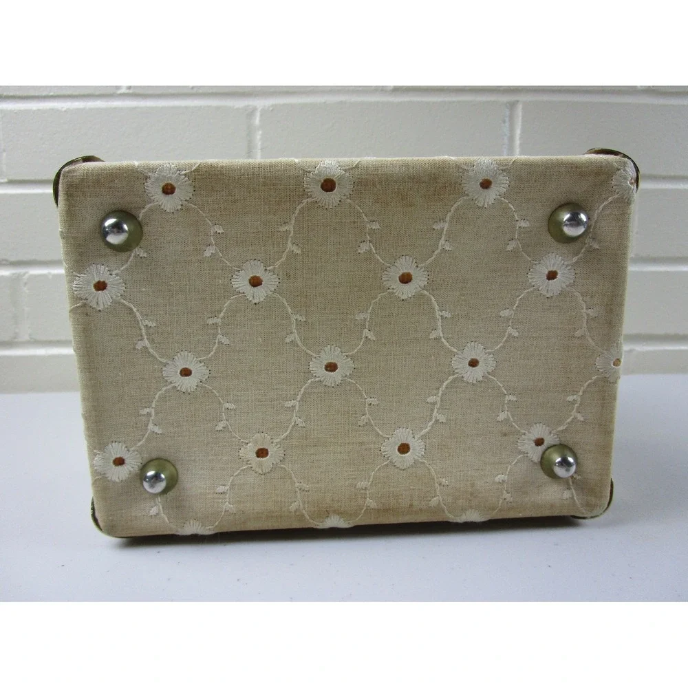 Vintage Fleurette of Miami Split Top Train Case Purse, Italy 1950s Handbag Lined